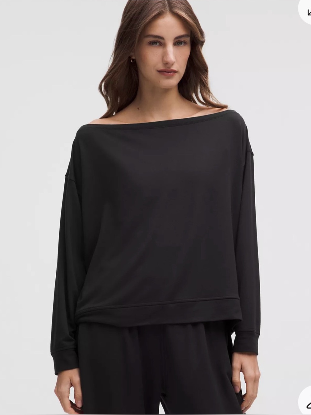 Lululemon BeCalm Oversized Boatneck Long-Sleeve Shirt Black